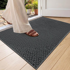 Color&Geometry Ultra-Thin Indoor Door Mat Heather Grey front view