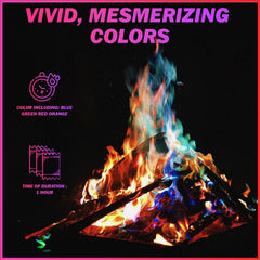 Colorful flames from FESTIVALCOS fire packets