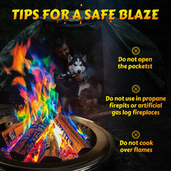 Colorful flames from HGD Magic Campfire Packets