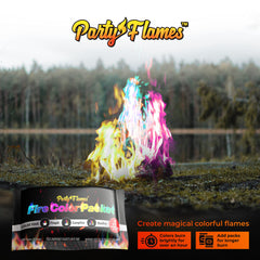 Colorful flames produced by Party Flames packets