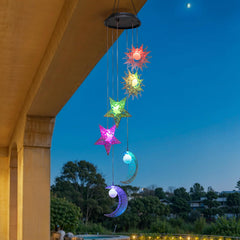 Colorful LED light display of Tryme Solar Wind Chimes
