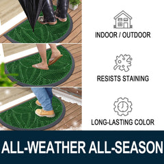 Colorxy Half Circle Waterproof Door Mat close-up of woven surface