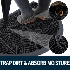 Colorxy Half Circle Waterproof Door Mat showing deep grooves for dirt absorption