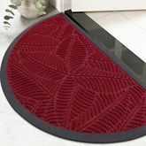 Colorxy Half Circle Waterproof Doormat front view in burgundy