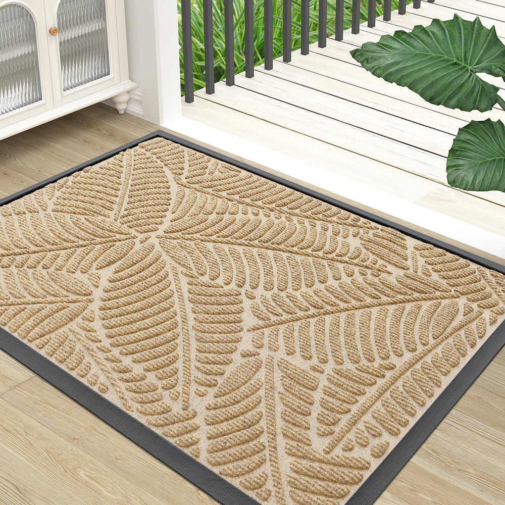 Colorxy Waterproof Front Doormat, beige, front view
