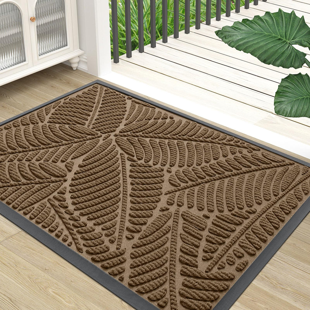 Colorxy Waterproof Front Doormat light brown front view