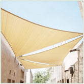 ColourTree 16' x 16' x 22.6' Beige Triangle Sun Shade Sail front view
