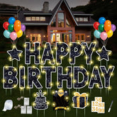 ComboJoy 18 Pcs Happy Birthday Yard Sign Set with LED lights and stakes