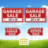 ComboJoy Garage Sale Sign Red 24x16 foldable front view