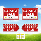 ComboJoy garage sale signs set with red design