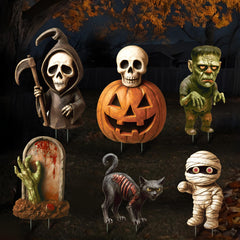 ComboJoy Halloween Yard Signs 6 Pack with various spooky designs