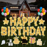 ComboJoy Happy Birthday Yard Sign set with LED lights and stakes