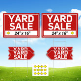 ComboJoy yard sale signs set with 2 extra-large 24"x16" foldable signs and 4 arrow signs 17"x6"