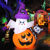 COMIN 5 FT Halloween inflatable pumpkin ghost cat front view