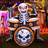COMIN 5 FT Halloween Inflatable Rock Skeleton with LED lights