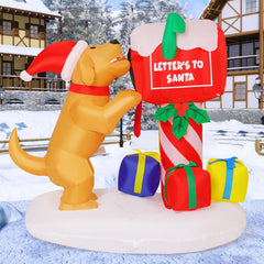 COMIN 5FT Christmas Inflatable Dog Mailbox front view with LEDs