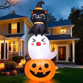 COMIN 6 FT Halloween Inflatable Pumpkin Ghost Cat Combo front view