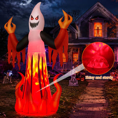 COMIN 8FT Scary Ghost Inflatable side view with flames