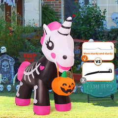COMIN Halloween inflatable unicorn setup with blower