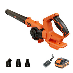 COMOWARE cordless leaf blower front view with nozzles