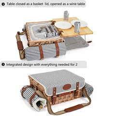 Complete picnic set including blanket and full tableware for two
