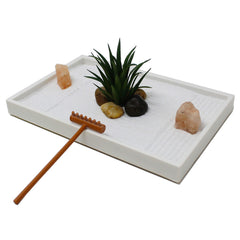 Complete setup of Nature's Mark Mini Zen Garden on a desk