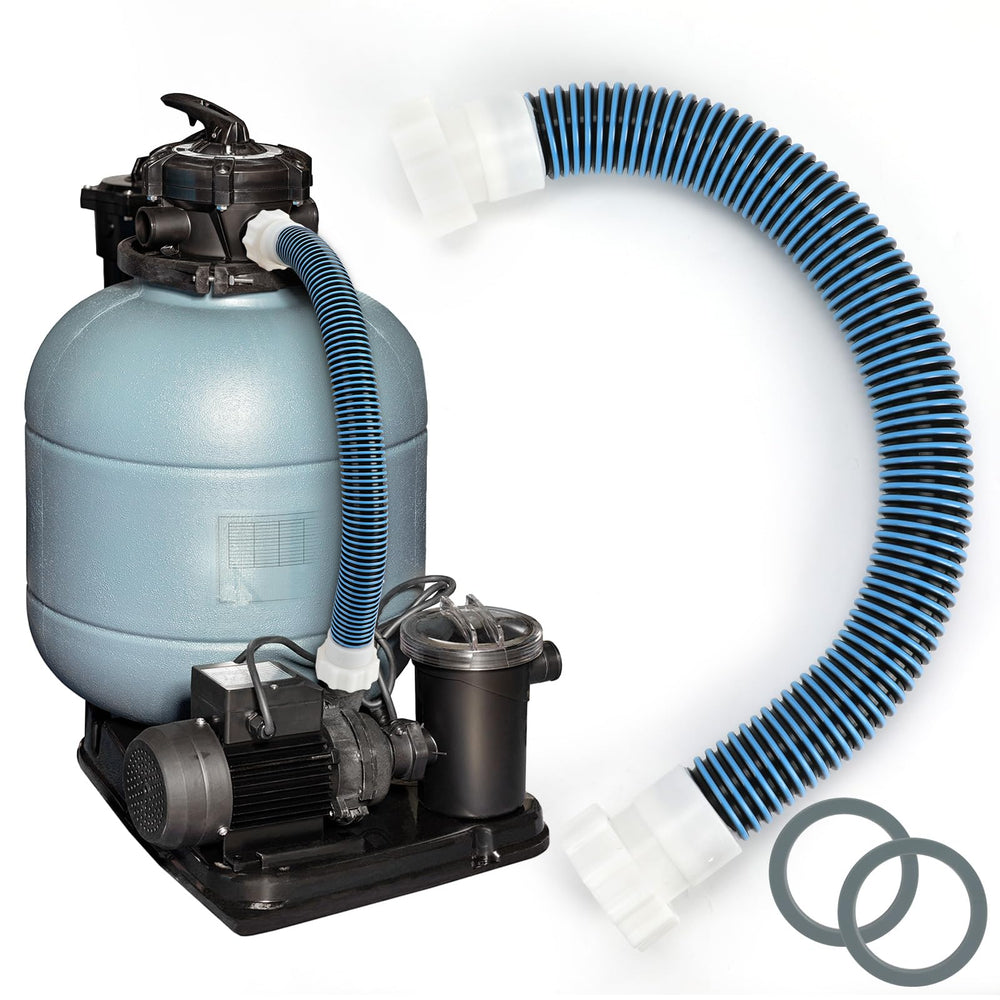 Conderyang 24-inch pool sand filter pump hose front view in blue