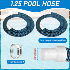 Conderyang Pool Pump Replacement Hose with metal clamps