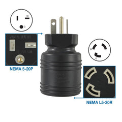 Conntek Plug Adapter NEMA 5-20P to NEMA L5-30R side view