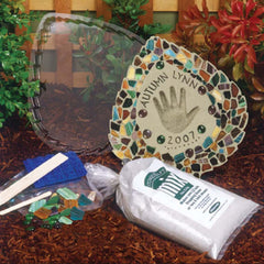 Contents of the Mosaic Stepping Stone Kit including mold and materials