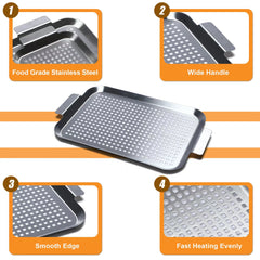Cook Time stainless steel grill pan with vegetables on grill