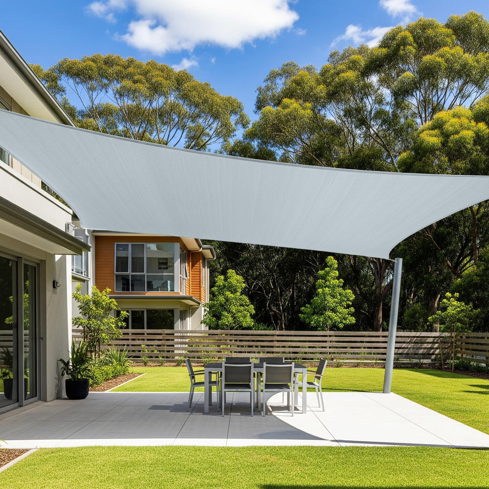 Cool Area Sun Shade Sail 10x20ft front view in Silver Grey