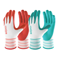 COOLJOB Gardening Gloves for Women, bright red and mint green