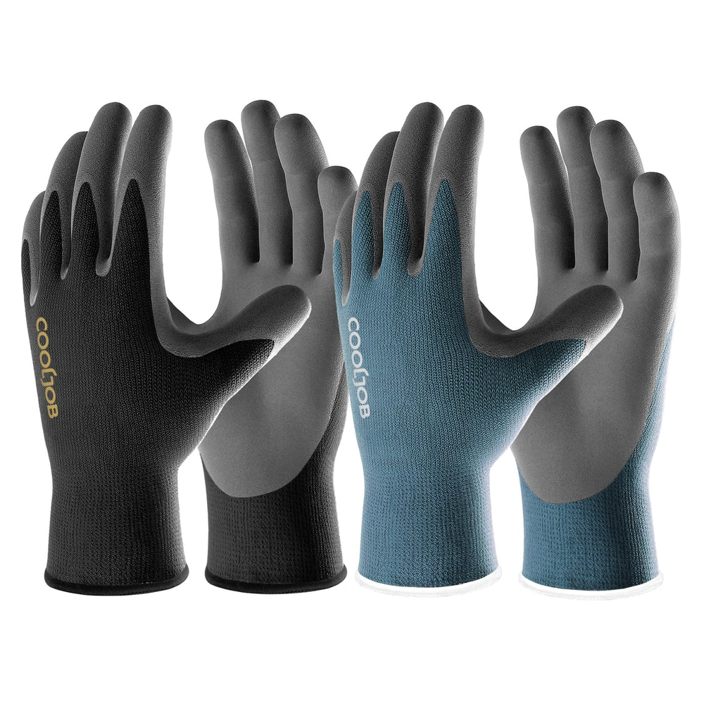 COOLJOB Gardening Gloves front view in black and blue