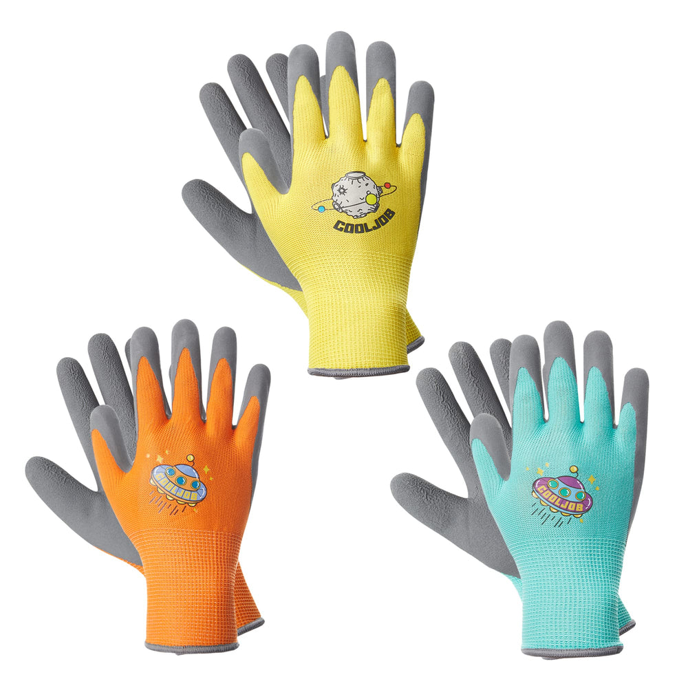 COOLJOB Kids Gardening Gloves orange and green front view