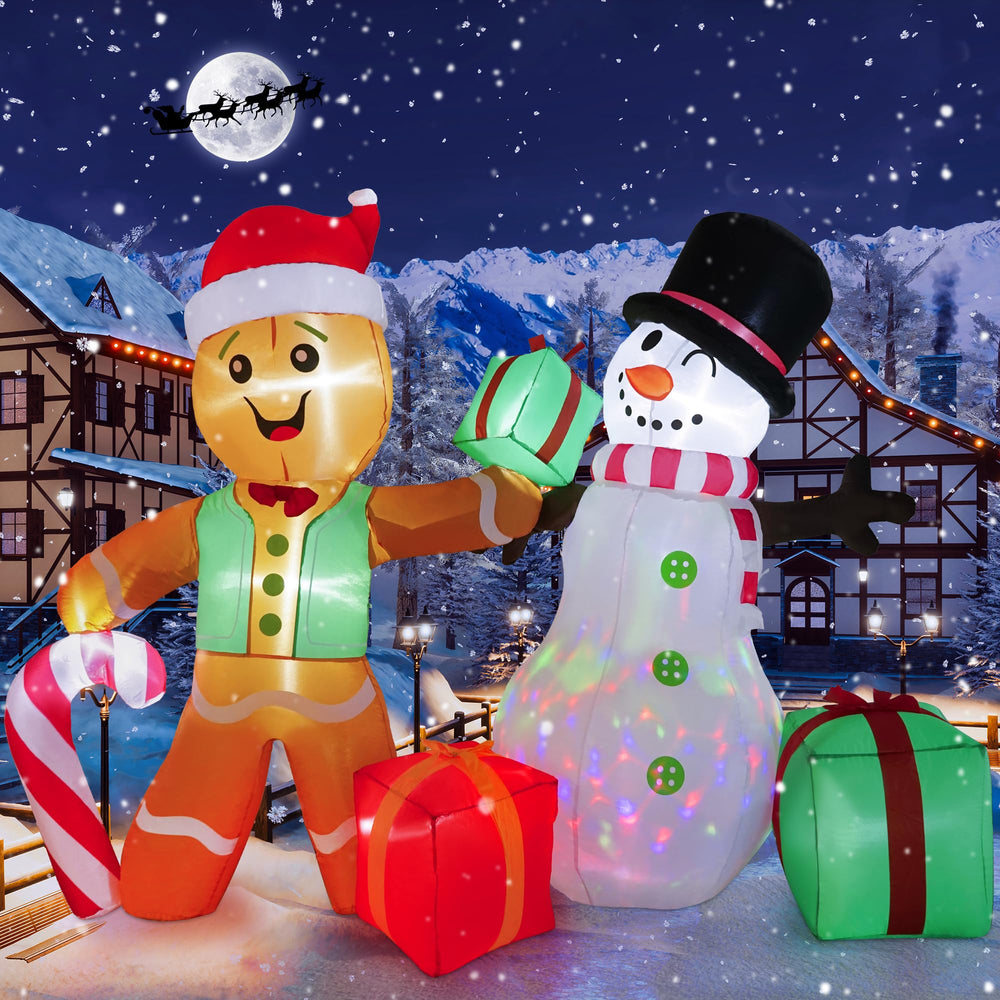 COOLWUFAN 6 FT Gingerbread Man inflatable with LED lights