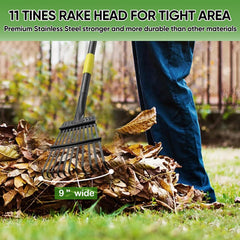 Coopvivi Garden Leaf Rake adjustable handle extended