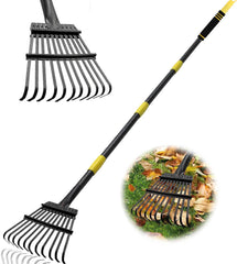 Coopvivi Garden Leaf Rake side view showing metal tines