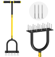 Coopvivi Lawn Aerator Tool with 15 sharp spike prongs, front view