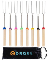 CORQUE 32-inch marshmallow roasting stick with light oak handle