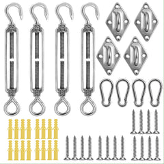 Cosweet Shade Sail Hardware Kit front view with stainless steel components