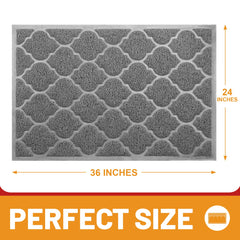 Cosyearn Door Mat 24x36 Grey showing mesh design