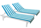 COTTON CRAFT Aqua Cabana Stripe Lounge Chair Cover front view
