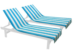 COTTON CRAFT Aqua Cabana Stripe Lounge Chair Cover front view