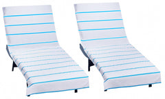 COTTON CRAFT Pool Lounge Chair Cover front view in Aqua Stripe