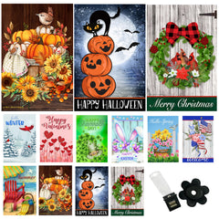Country Charm Garden Flags set of 10, each 12x18 inch with seasonal designs