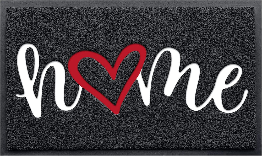 CozyBounty Black Door Mat front view with embossed design