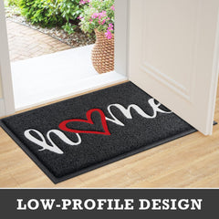 CozyBounty Black Door Mat on a patio