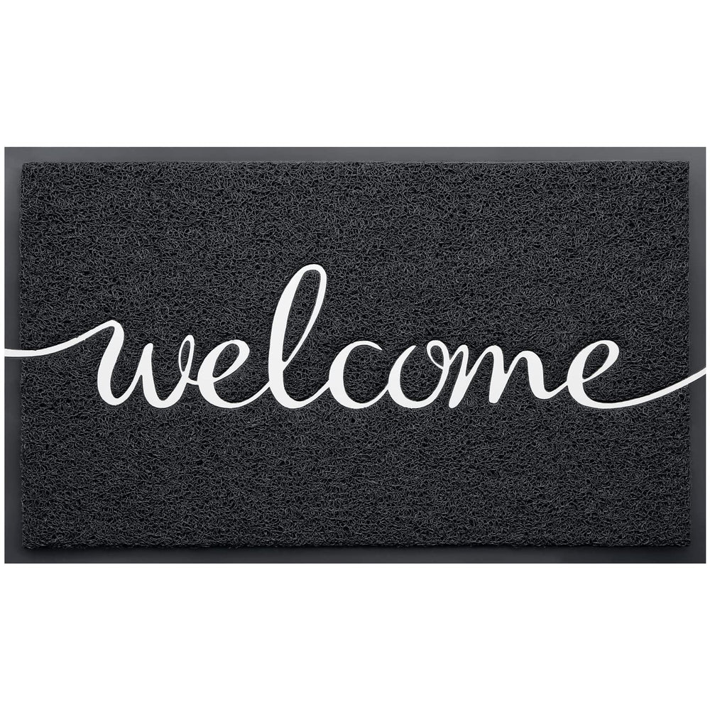 CozyBounty Black Welcome Doormat front view