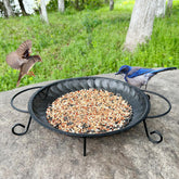 CQAIRIOU 11.8” stainless steel ground bird feeder tray front view